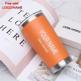 Water Bottles Custom Thermal Mug Beer Cups Stainless Steel Thermos for car Tea Coffee Bottle Vacuum Insulated Leakproof With Lids 220830