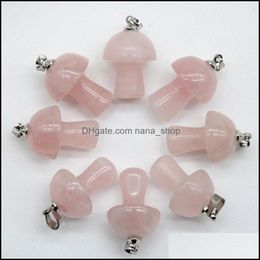 Charms Mini Mushroom Natural Crystal Stone Charms Rose Quartz Stones Pendant For Diy Jewellery Making Necklace Accessories Dhseller2010 Dh7Rz