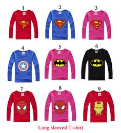 Children kids long sleeve T-shirt costumes with superhero cartoon logo summer fashionable printed cotton Halloween Party Favors