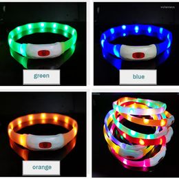Dog Collars Silicone Led Collar Usb Rechargeable Luminous Anti-Lost/Car Accident Safety Pet Light For Accessories