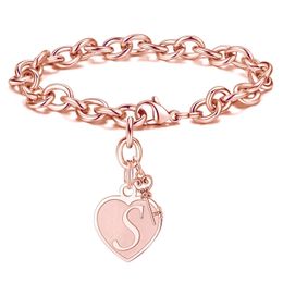 Charm Bracelets Heart Initial For Women Gifts Engraved 26 Letters Charms Bracelet Stainless Steel Birthday Christmas Jewelr Mjfashion Amlx0