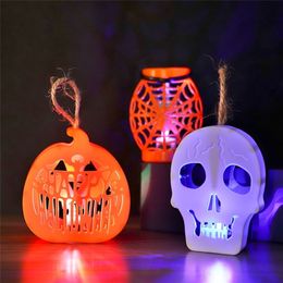 Other Event Party Supplies Halloween Pumpkin Lantern Portable Small Lamp Atmosphere Layout Props LED Skull Candle Light Party Home Decoration Supplies 220901