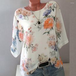 Women's Blouses Women's & Shirts Summer Floral Print Women Blouse 5xl Plus Size Chiffon Half Sleeve Beach Shirt Office Work Blusas