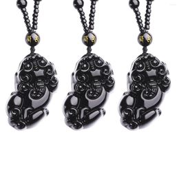 Pendant Necklaces Natural Obsidian Pi Xiu Necklace For Men And Women