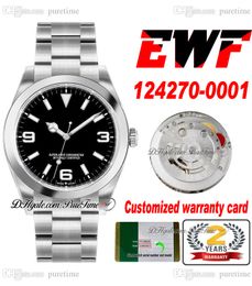 EWF 36mm 124270 A3230 Automatic Unisex Watch Mens Womens Polished Bezel Black Dial Stick Markers Oystersteel Bracelet Super Edition Same Serial Card Puretime A1