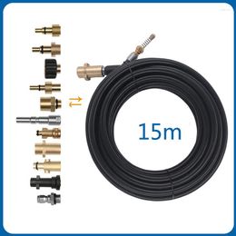 Lance 15Meters Sewer Cleaning High Pressure Washer Hose For Karcher Lavor Interskol HuterNilfisk StihlElitech Extension Cord Pipe