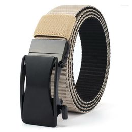 Belts Mens Metal Rotatable Automatic Buckle Double-sided Nylon Outdoor Business Leisure Jeans Accessories Waist Strap Male Cinto