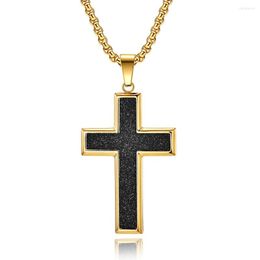 Pendant Necklaces Cross Necklace Simple Large Titanium Steel Frosted Gold-plated Christian Devotion To Believe In Men