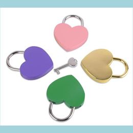 Door Locks Wholesale 7 Colors Heart Shaped Concentric Lock Metal Mitcolor Key Padlock Gym Toolkit Package Door Locks Bui Homeindustry Dhf8V
