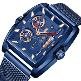-Нарученные часы Mini Focus Mens Watch Top Design Quartz Watch Meen Mens Stainless Steel Steam Belt или кожаный ремень 30 м WaterPro208G