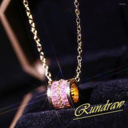 Pendant Necklaces Rundraw Fashion Women Small Waist Ring Necklace Zircon Crystal Stone For Female Birthday Party Gift Jewelry