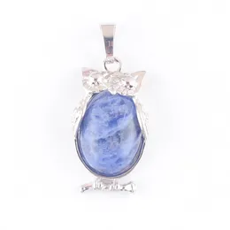 Natural Stone Sodalite Tiny Owl Pendants Reiki Lucky Animal Cute Charm Jewellery For Women Man Gift N4668