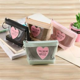 Women Cute Heart Coin Purse Zipper Small Bag Wallet Change Purses Zipper Money Bags Children Mini Wallets PVC Key Holder Case