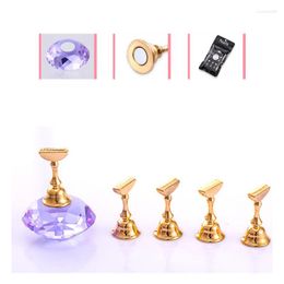 Nail Art Kits 5pcs Pink Purple Magnetic False Tip Practise Display Stand Alloy Holder Crystal Base Manicure Showing Accessories