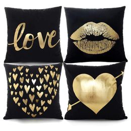 Pillow Case Decor Throw Er Super Soft Gold Foil Decorative Cushion 18 X Inches Eyelashes Lips Love Printed For Sofa Chair Sports2010 Amd5C