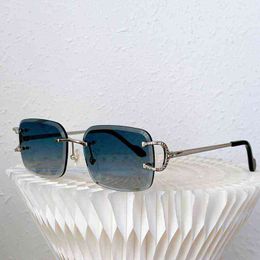 Hot Cake Rhinestones Sunglasses for Men Women Rimless Designer Luxury Sun Glass Wire C Diamond Iced Out Eyewear