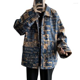 Men's Jackets High Street Retro Spring And Autumn Short Woollen Coat Men's Korean Style Trendy Plus Size Loose Lapels Jacket Fashion