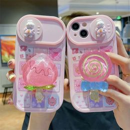 3D stereoskopische Support-Telefonhüllen für iPhone 13 12 11 Pro Max 14 Mini XS XR X 7 8 Plus Ringhalter Ständer stoßfeste transparente Abdeckung für Frauen im 30er-Stil