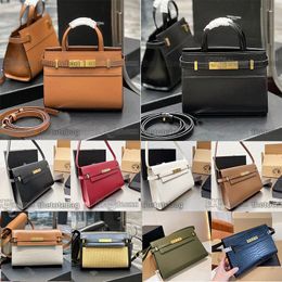 NEW Ylss Manhattan Shoulder Bag Ylss ToteVintage Smooth Leather Magnetic Buckle Compression Closure Metal Hardware Luxury Top Quality Small Flap On Top Purse