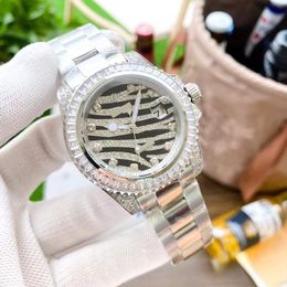 Custom Full Diamond Mechanicial Sport Automatic Wristwatch Luxury Men Date Watch Waterproof Business Male Stainless Steel Calendar Clock 40mm