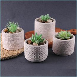 Craft Tools Craft Tools Cylinder Flower Pot Cement Mould Gardening Planter Concrete Sile For Handmade Candle Jar Storage Homeindustry Dhync