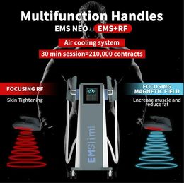 2022 EMS Tech Neo slimming Machine RF Electromagnetic Muscle Stimulator Weight Loss 4 Handles Body shape Cellulite Removal with Rf and Cushion Equipment