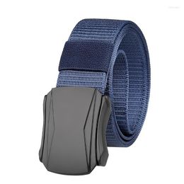 Belts Fashion Mens Metal Slide Buckle Waist Zinc Alloy Button Nylon Outdoor Casual Cinto Unisex Jean Accessories Strap 125cm