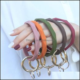 Party Favor Sile Bracelet Keychain Chain Round Circle Twist Bangle Ring Key Holder For Woman Wrist Strap Bracelets 1910 V2 Drop Deliv Dhtdo