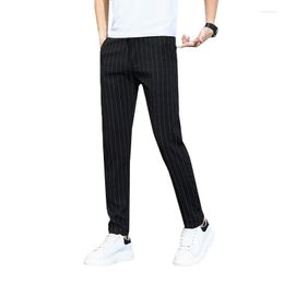 Men's Pants Spring And Autumn Men's Striped Trousers Black / Grey Youth Men Small Elastic Non-iron Casual Size 28-40