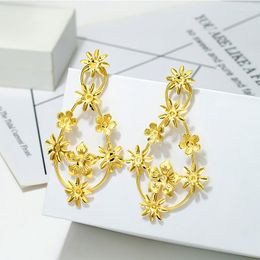 Dangle Earrings Drop For Women Fashion Jewellery 2022 Bohemia Flower Pattern Wedding Bride Jewerly Accessory Gifts