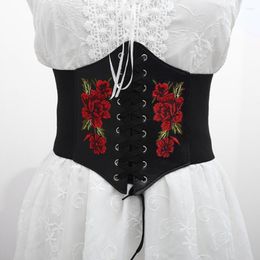 Belts Chain Waist Cincher Wide Dress Pu Leather Body Waistband Butterflies Embroidery Super Feminin Ceinture Femme Fajas