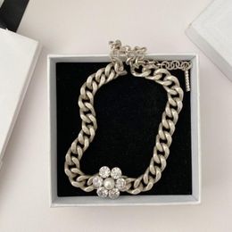 Chains AR Niche Fashion Jewelry Flower Crystal Diamond Women Cable Chain Chunky Choker Necklace For Girls Gift