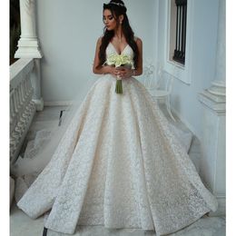 Fashion A Line Dresses V Neck Sleeveless Full Lace Beach Bridal Gowns Custom Made Sexy Sweep Train Wedding Dress 328 328