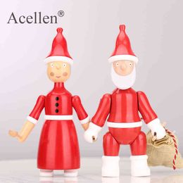 Decorative Figurines Nordic Decorative Santa Claus Wooden Figurine Kids Room Bedroom Living Room Home Decoration Accessories Ornaments Holiday Gift