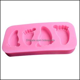 Baking Moulds Diy Sile Mould Footprint Chocolates Pudding Jelly Biscuits Mod Cake Decoration Mods Kitchen Accessories New Arrival 1 3X Dhqdq
