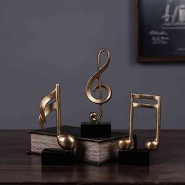 Decorative Objects Figurines Golden musical note model decoration light luxury living room wine cabinet decoration coffee shop window props decoration T220902