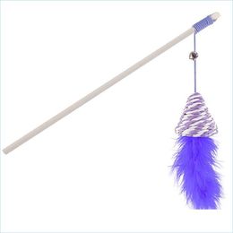 Cat Toys Cat Toys Purple Interactive Wand Fun Fake Feather Wooden Pole With Bell Kitten Teaser Pet Toy Playing Funny Por Homeindustry Dh2U0