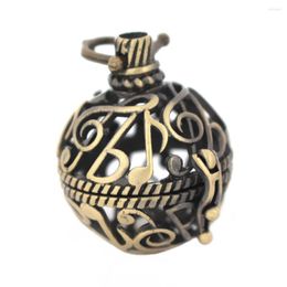 Pendant Necklaces Vintage Hollow Filigree Round Ball Locket Cage Essential Oil Diffuser DIY Findings Antique Bronze Brushed 30x24mm