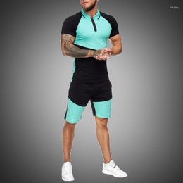 Men's Tracksuits Men's Tracksuit Mens Summer Men Casual Sets 2022 Sweatsuit Pocket Clothing Sportswear Set Fitness Shorts T Shirt