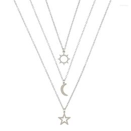 Pendant Necklaces Sun And Moon Star Dainty Necklace Stainless Steel Fashion Jewelry Gift