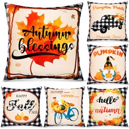 Pillow Case Fall Ers Buffalo Plaids Throw Cases Autumn Happy Yall Thanksgiving Decorations Truck Pumpkin Harvest Cushion Carshop2006 Amxrm