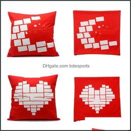 Pillow Case Sublimation Blank Red Pillows Er Love Heart Pillowslip Black Men Women Moon Star Pillow Case Household Fashion 8Ex P2 Dro Dhabe