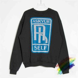 Men's Hoodies Sweatshirts Blue Badge Askyurself Sweatshirts Men Women Top Version Double Vintage White Askyurself Crewneck T220901