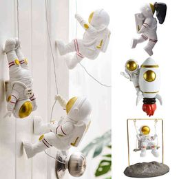 Decorative Figurines Nordic Wall Decoration Astronaut Statue Wall Shelves Space Man Home Decor Aesthetic Living Room Decoration Hanging Wall Shelf