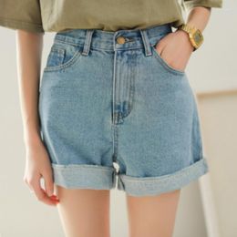 Women's Shorts Women's Miss High Waisted Waist Draped Light Blue Women Denim Summer Woman Casual Solid Femme Jeans Feminino Plus Size