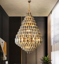 Grand Chandelier Villa Hall Light Jump-storey Duplex Building Hotel Lobby Restaurant Light Luxury Crystal Pendant Lights