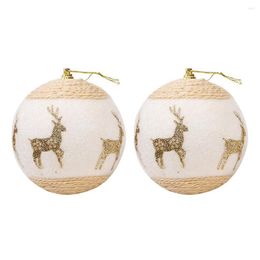 Party Decoration Christmas Decor Pendant Balls Hanging Foam Baubles 8CM Gifts Supplies 2Pcs Craft Flocking Gift White Pendants