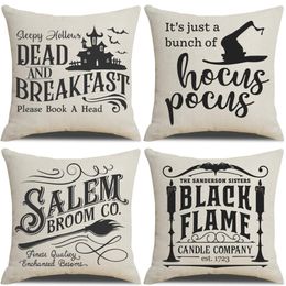 Pillow Case Halloween Decor Throw Ers Set Of 4 Decorations Hocus Pocus Farmhouse Saying Fall 18 X Inches For Home Couch Dr Packing2010 Am9Nz