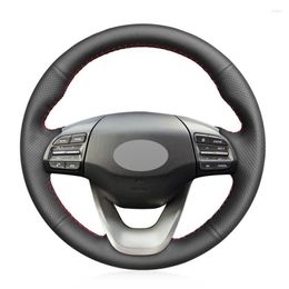 Steering Wheel Covers Black Artificial Leather Hand-stitched No-slip Car Cover For Kona 2022