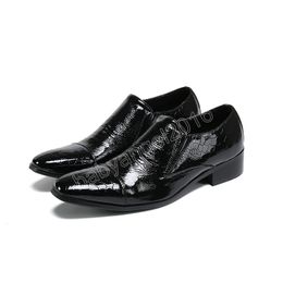 Fashion Black Genuine Leather Men Shoes Square Toe Office Business Shoes Slip On Male Formal Shoes Big Size